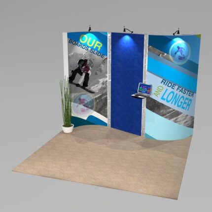Our SAU10 Trade Show Exhibit features panels for customizable exhibit design and an impressive trade show marketing piece. Graphic Package A