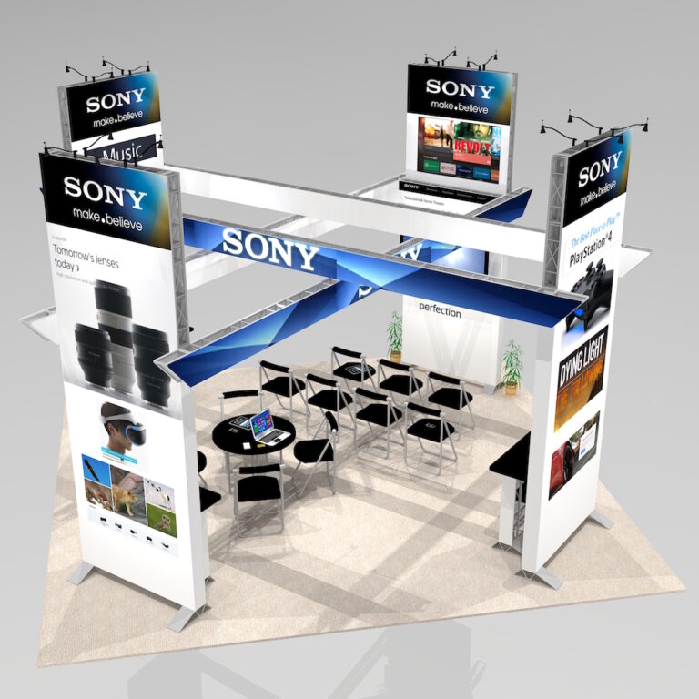 Tradeshow exhibit rental design with custom graphics to make it look different on the show floor in las vegas