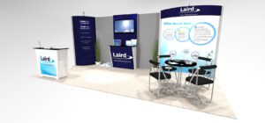 IM3_Trade show design with storage, meeting space, overhead custom lighted product display and large trade show graphic area