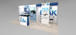 Trade show exhibit with storage or meeting space and large graphics for marketing at trade shows in las vegas