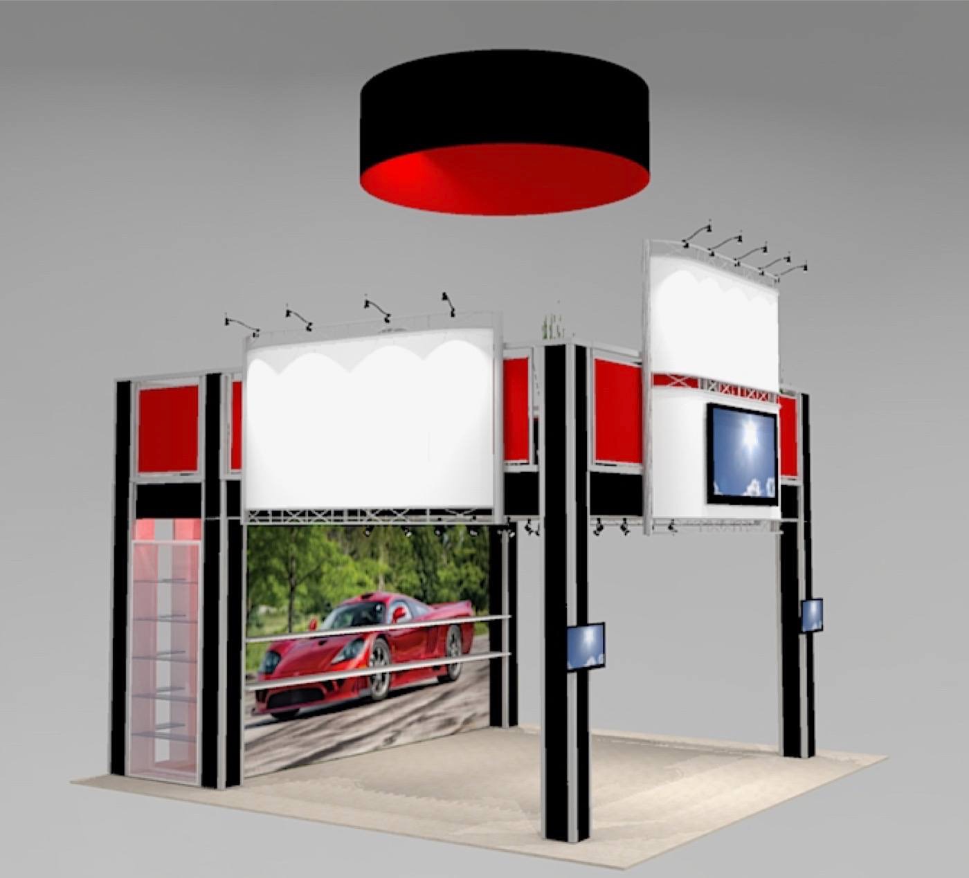 trade show rental design for 20 ft. Island trade show booth space
