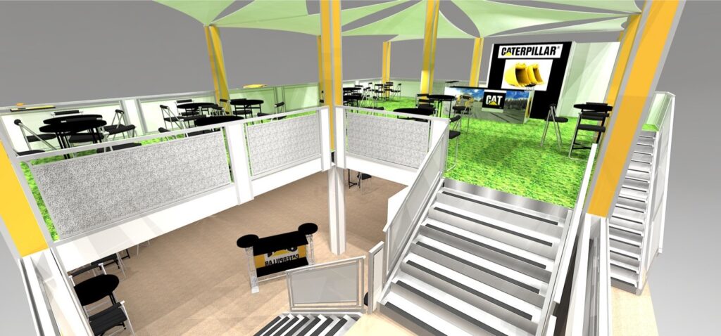 two story booth double deck exhibit rental for outdoor ConExpo trade show