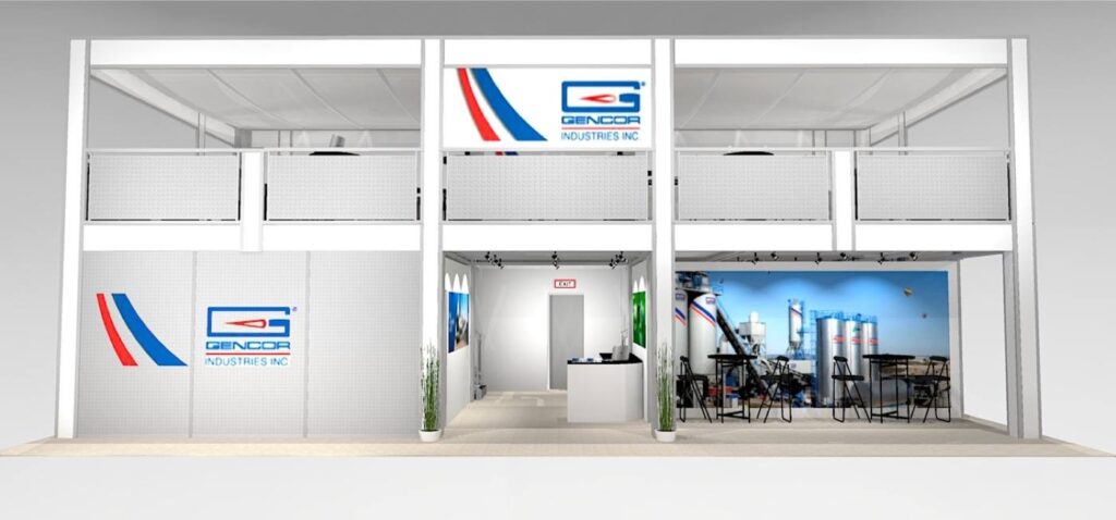 Large double deck exhibit rental for ConExpo in Las Vegas front view