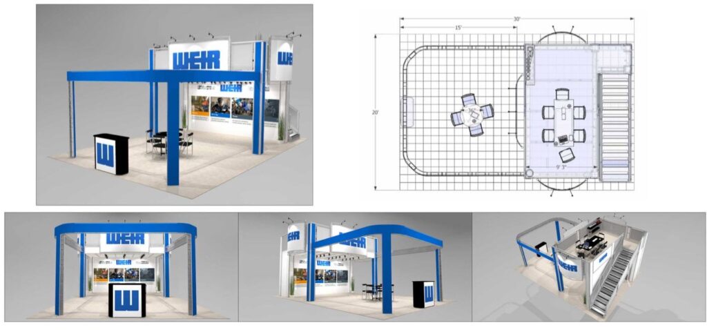 double decker booth rental design with extra graphics