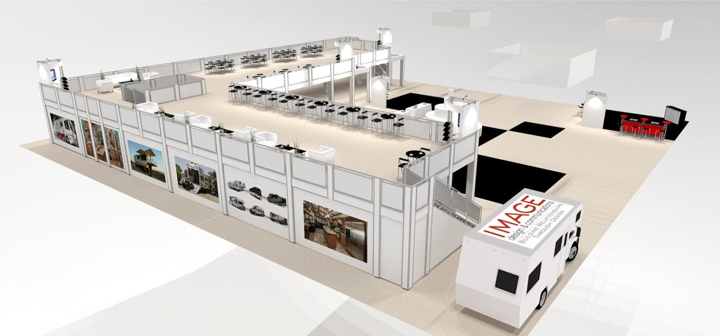 Large Double Deck trade show rental design with lots of offices