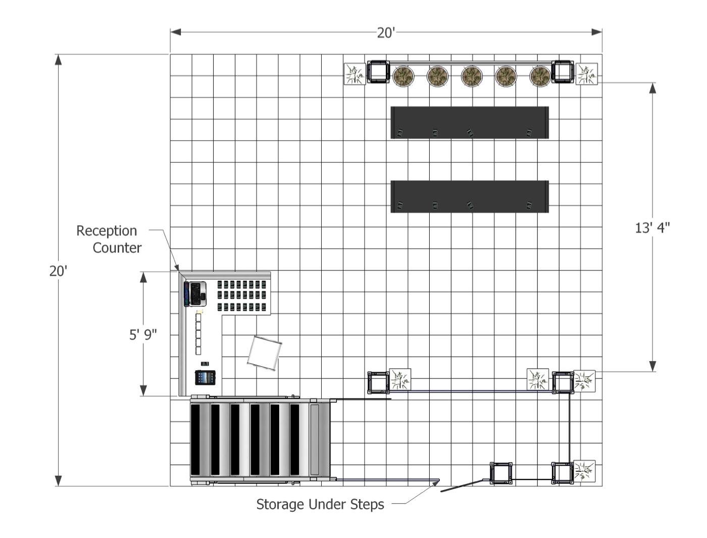 exhibit rentals floor plan for two story booth