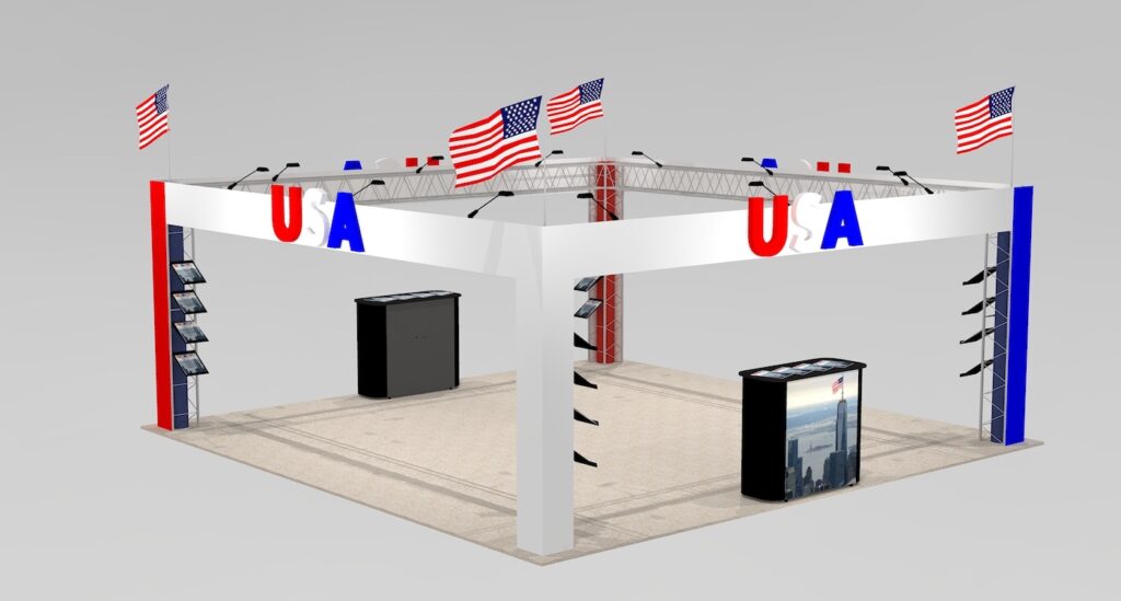 crs2020 tradeshow island booth space rental is ideal for a large open space