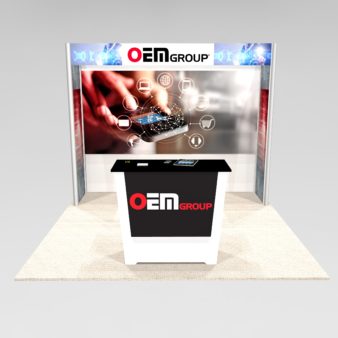 Open floor plan 10 ft trade show rental design display design with large graphic space