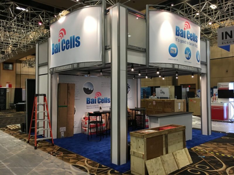 20 x 20 Island Trade Show Show Booth Space With Two Story Exhibit