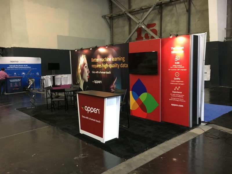 Trade show display design with colorful graphics