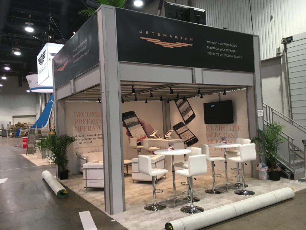 Two story trade show exhibit lounge design