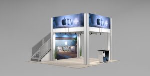 Double Deck Trade Show Exhibit Rental with Open Floor Plan in 20 Ft. Space