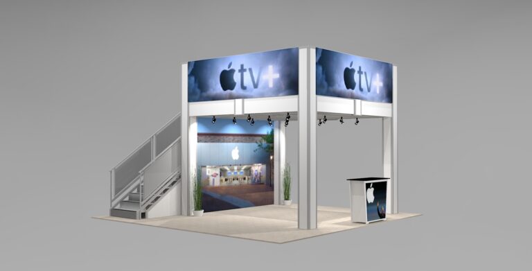 Double Deck Trade Show Exhibit Rental with Open Floor Plan in 20 Ft. Space