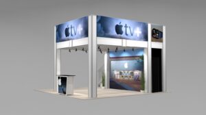 Double Deck Trade Show Exhibit Rental with Open Floor Plan in 20 Ft. Space