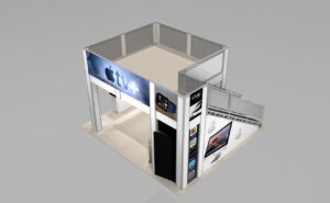 Double Deck Trade Show Exhibit Rental with Open Floor Plan in 20 Ft. Space