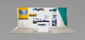 Custom Exhibit Rental with Accent panels and Workstation