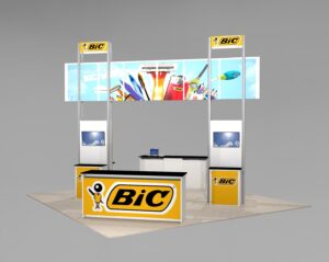 Impressive trade show island booth design rental