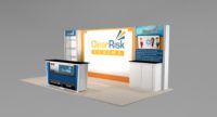 Custom Exhibit Rental with Accent panels and Workstation