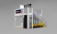 Two Story Rental Exhibit for 20 ft Trade Show Booth Space with Two Meeting Rooms and Backlit Logo Graphic
