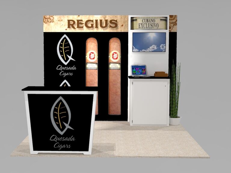 10 ft. Trade Show Display with Backlit graphic Wall and Flat Screen Workstation