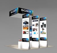 Beautiful Island trade show booth design for workstations