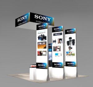 Beautiful Island trade show booth design for workstations