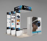Beautiful Island trade show booth design for workstations