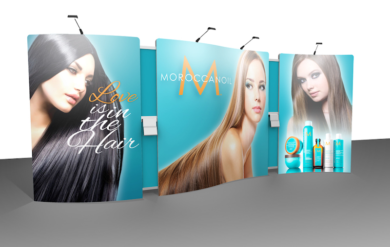 Custom portable exhibit design with eye catching graphics using a 3d concept