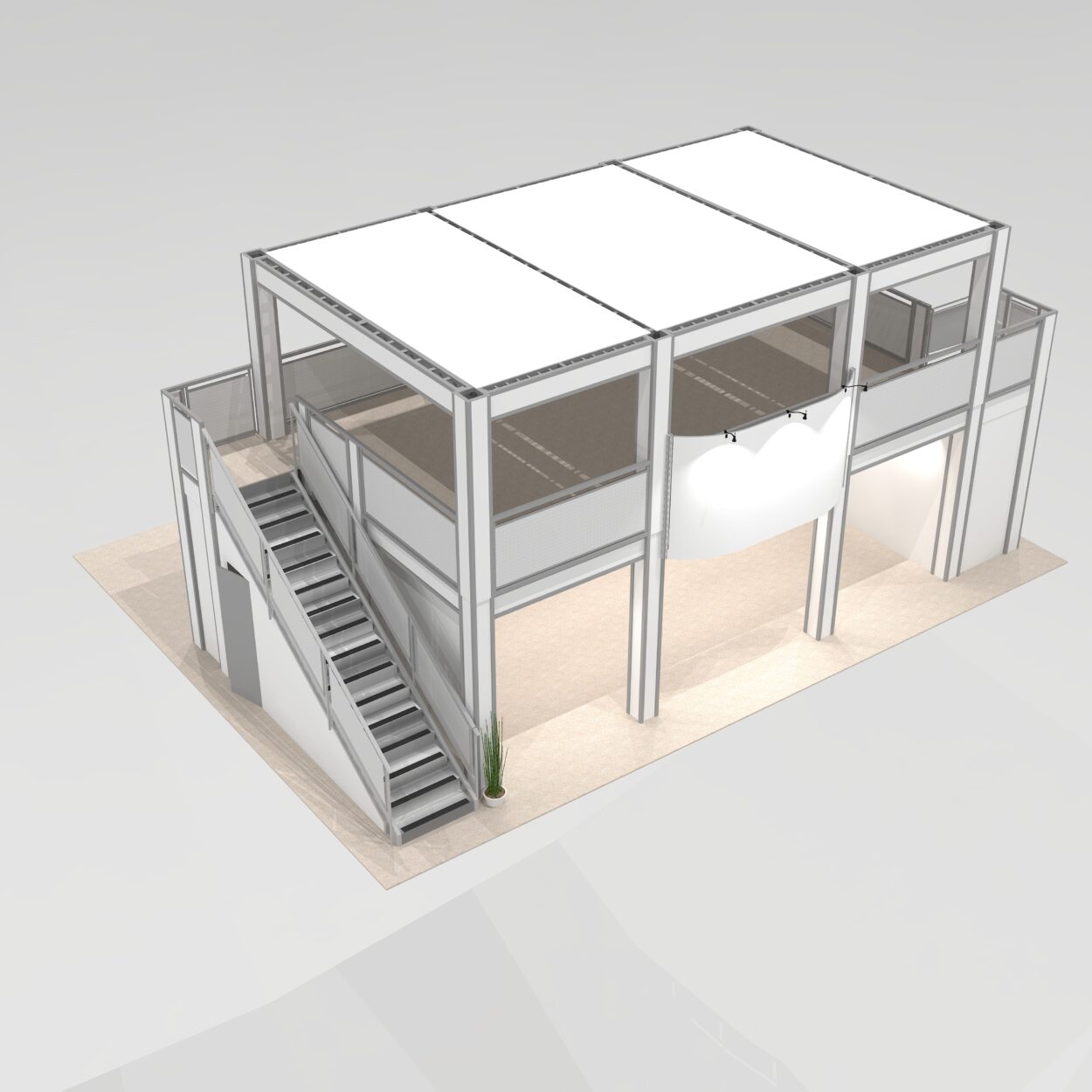 Trade Show Double Deck With Ceiling On The Second Story